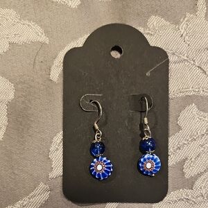Chic Blue and Silver Dangle Earrings